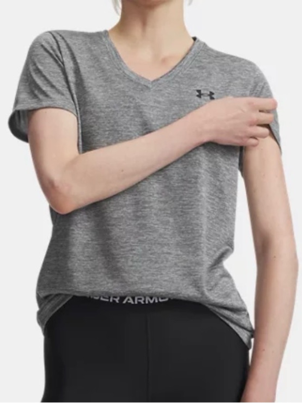 Under Armour Women's Gray V-Neck Short Sleeve Performance Tee